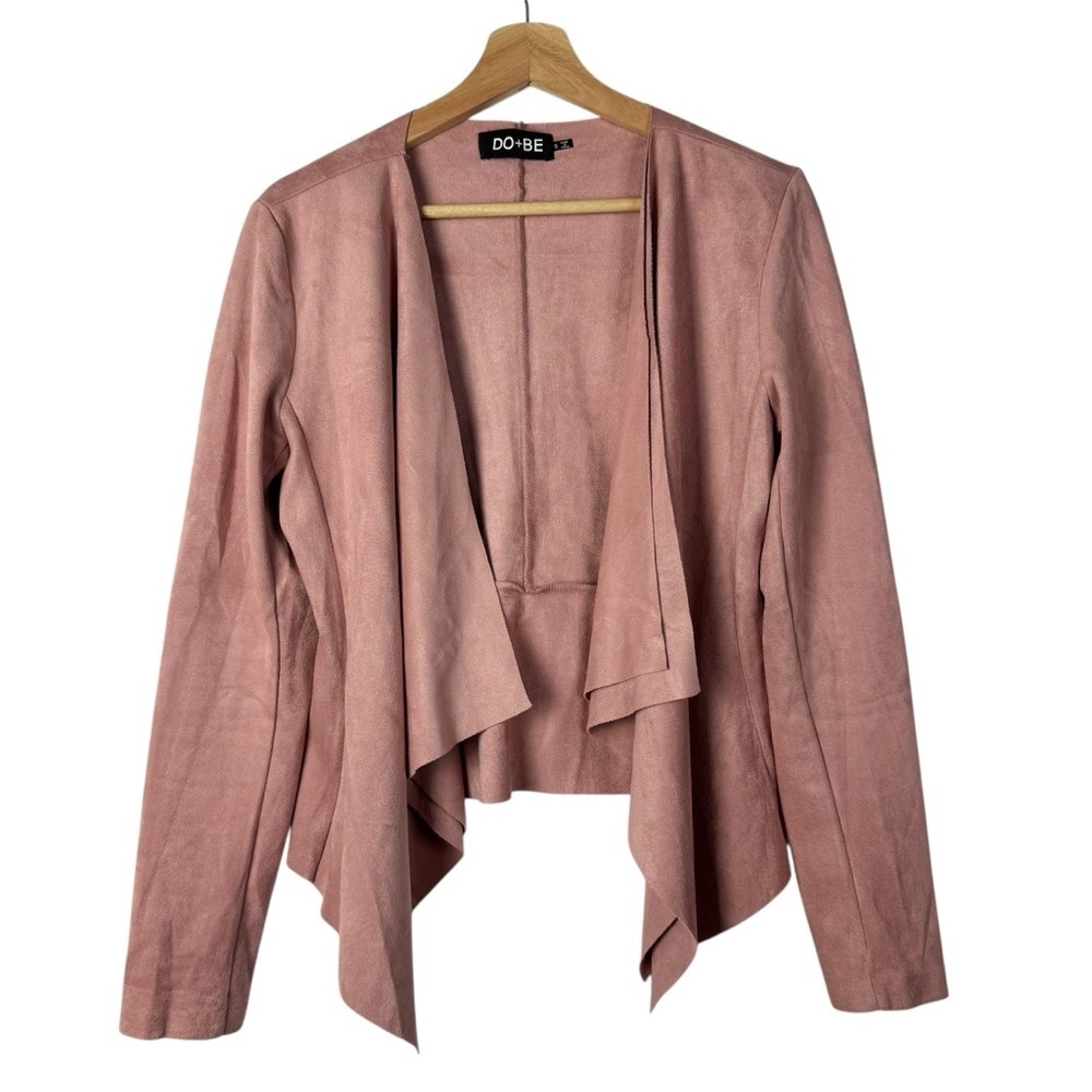 Boutique DO+BE Light Pink Faux Leather Suede Drape Front Jacket S‎